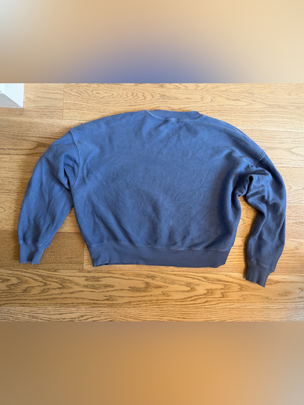 Aerie New Love Corded Cropped Crew Sweatshirt & Shorts Set in Somber Navy, S - Picture 5 of 7
